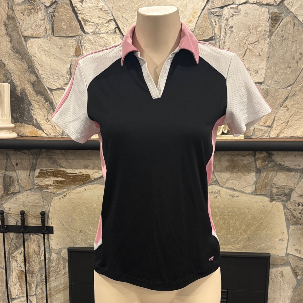 Izod Black and Pink Short Sleeve Polo